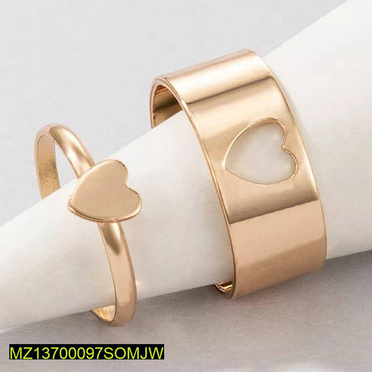 Golden Heart Rings Set for Couples Daily Wear