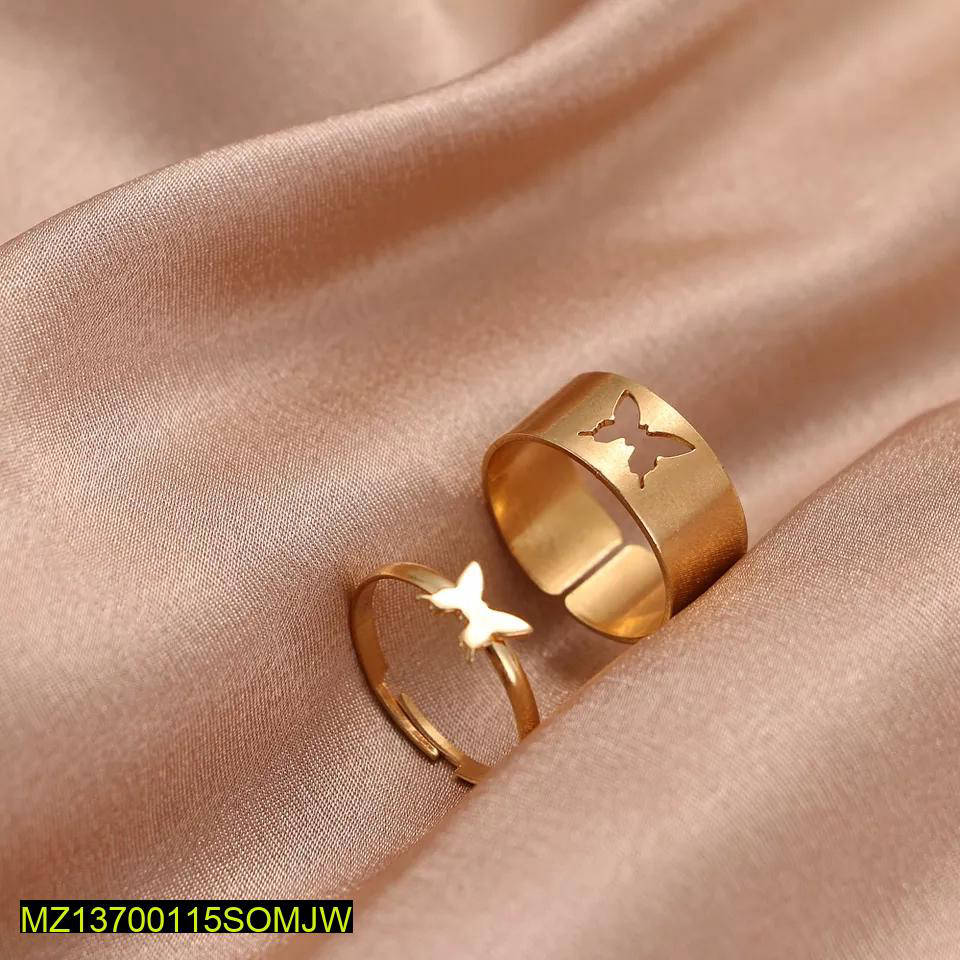 Adjustable Golden Butterfly Couple Rings for Men Women