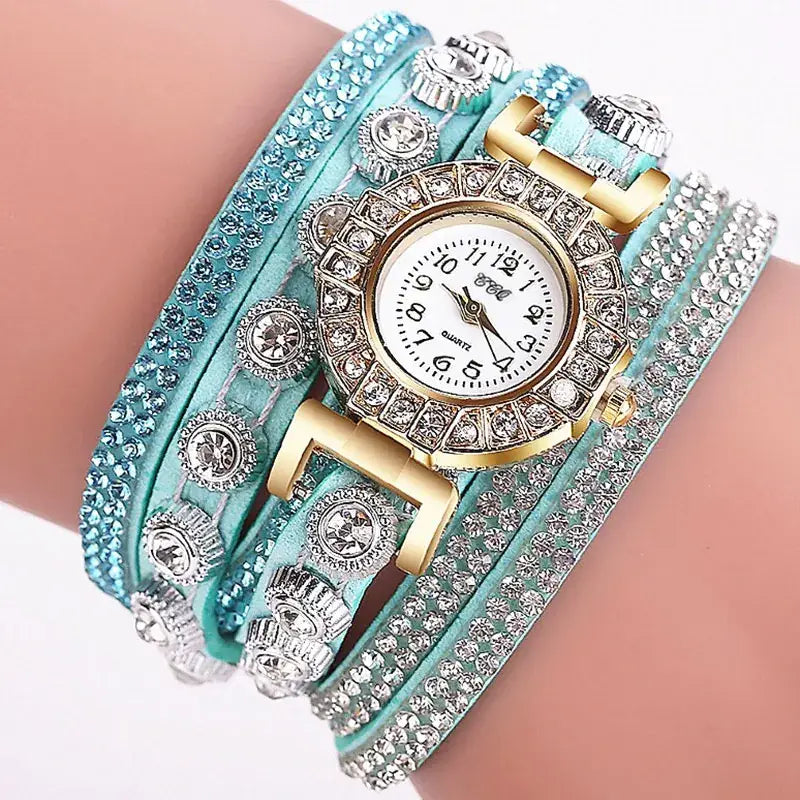 Women's Diamond-Enriched Cross Strap Watch with Gold Plated Face