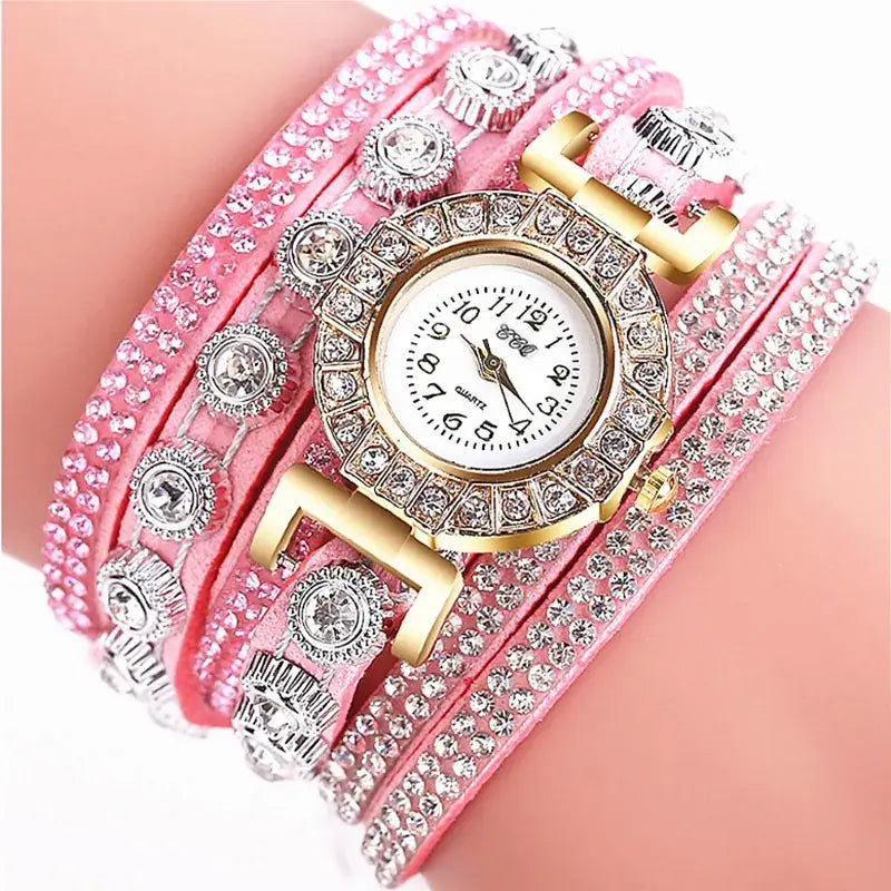 Women's Diamond-Enriched Cross Strap Watch with Gold Plated Face