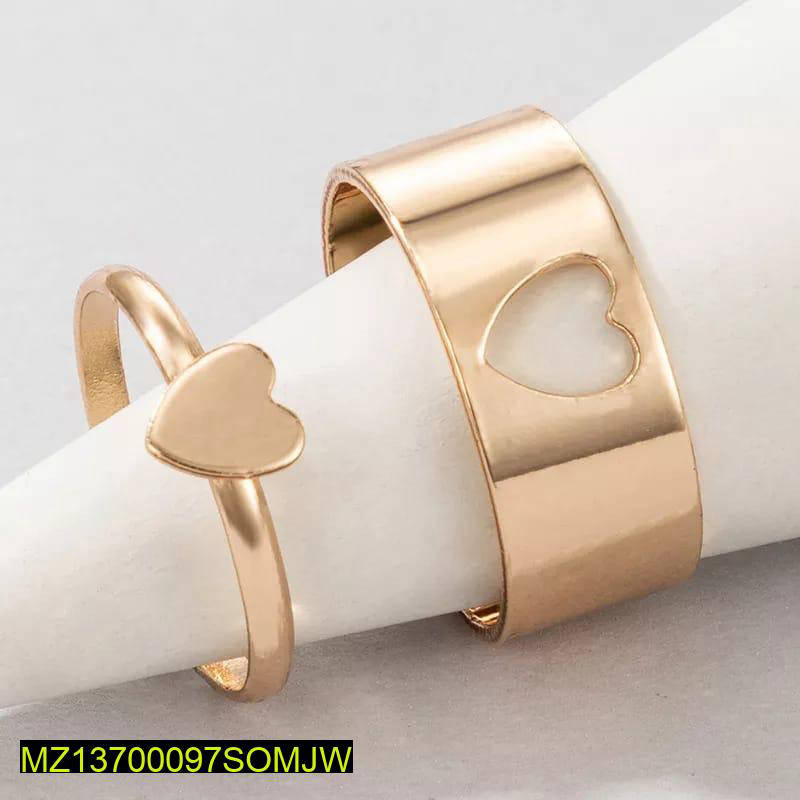 Golden Heart Rings Set for Couples Daily Wear