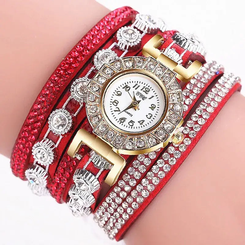 Women's Diamond-Enriched Cross Strap Watch with Gold Plated Face